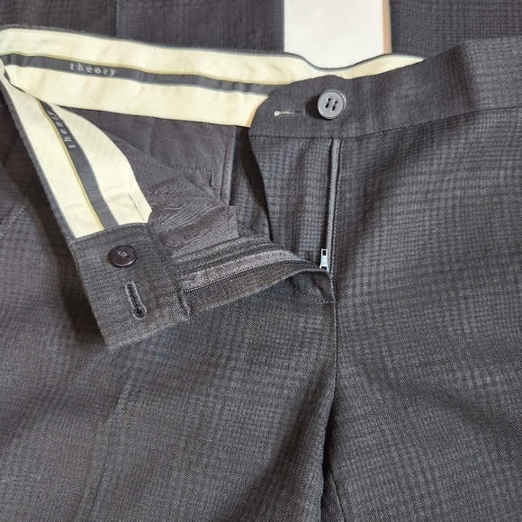 Theory Elkers Plaid Pant Wool Blend Wide Leg, Size 10 - Picture 12 of 14